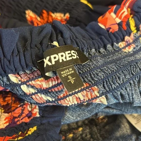 Express Blue Floral Off-Shoulder Blouse - Picture 9 of 9